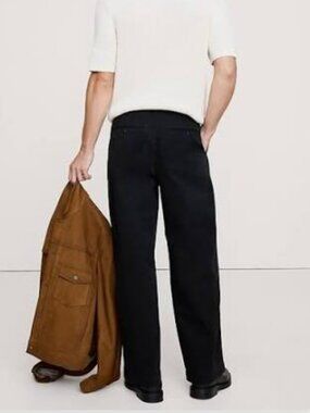 Banana Republic Loose Pleated Corduroy Pant in Navy Blue Sz 31x32 NWT
